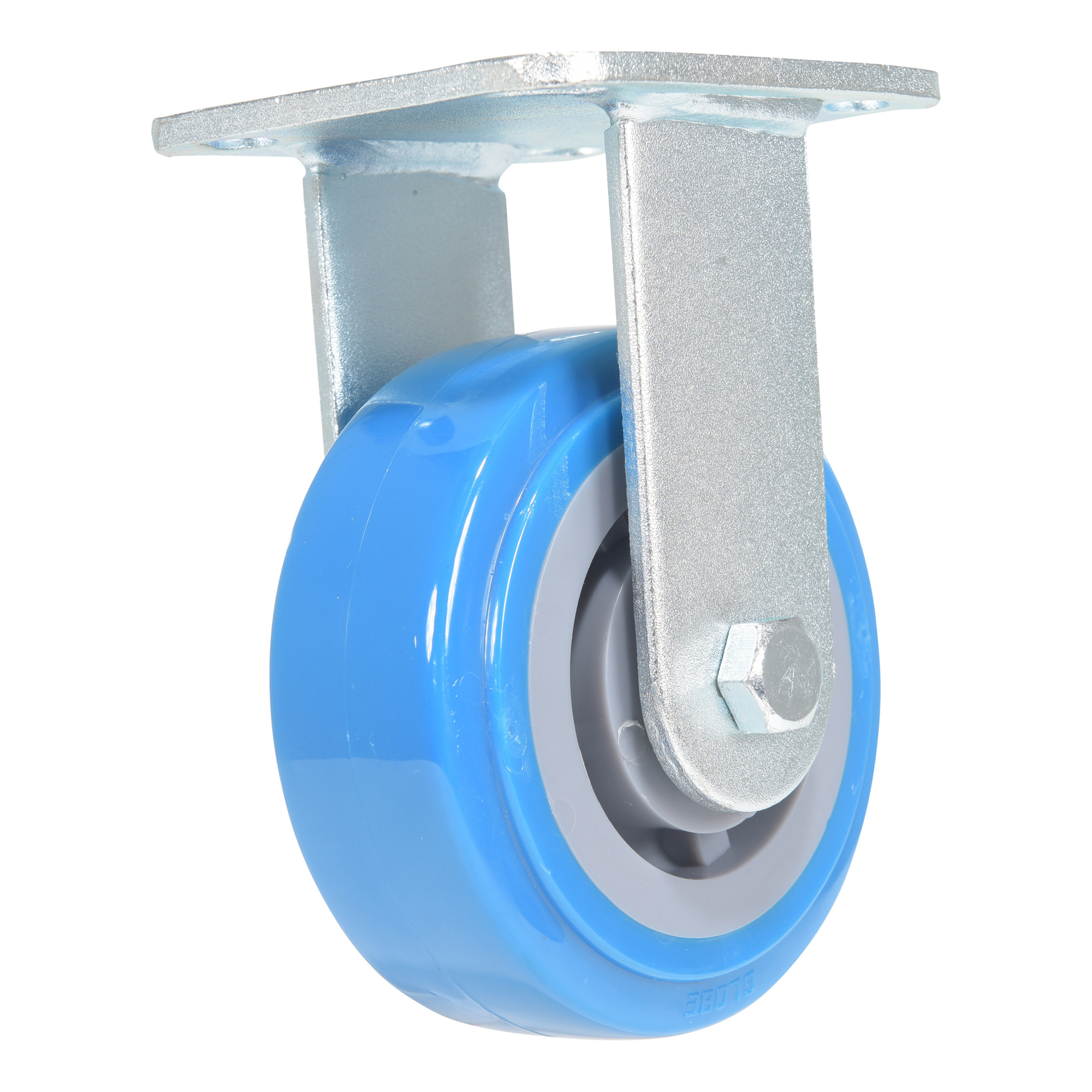 Vestil Polyurethane Rigid Caster — 5in. Diameter x 2in. Width, 771-Lb. Capacity, Light Blue/Gray, Model# CST-KB-5X2PUP-R